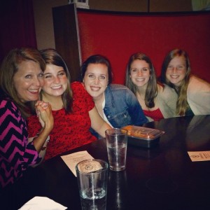 Senior year, dinner with Caroline's family at Nosedive!