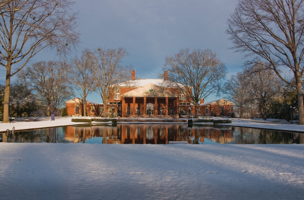 James B. Duke Library in the snow