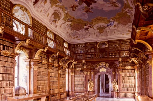 View of the Stift Melk Library in Melk, Austria.