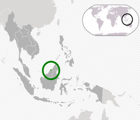 Location of Brunei (green) in ASEAN (dark grey).  Image by ASDFGHJ, via Wikimedia Commons.