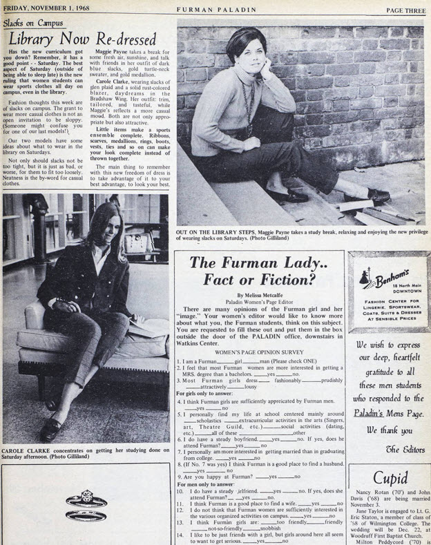 Paladin Newspaper Article November 1, 1968