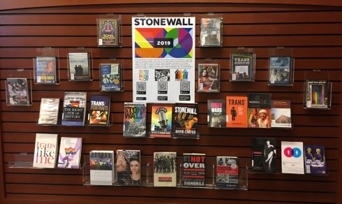 Display of books related to LGBTQ topics