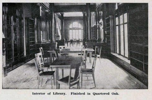 Interior of Library. Finished in Quartered Oak