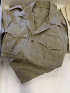 One of the khaki uniforms worn by the guards during the experiment, courtesy of The Cummings Center for the History of Psychology