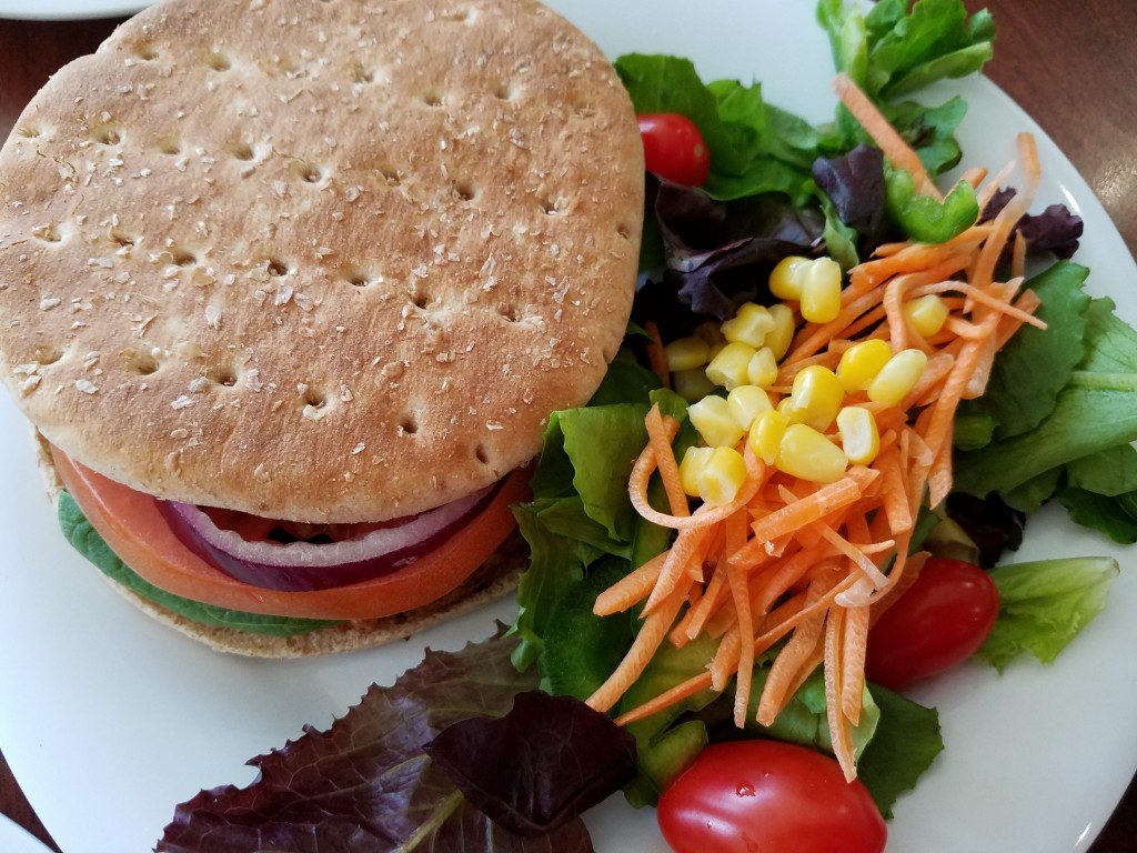 FINAL 8 Garden Burger on Whole Grain Sandwich Thin and Salad (1)